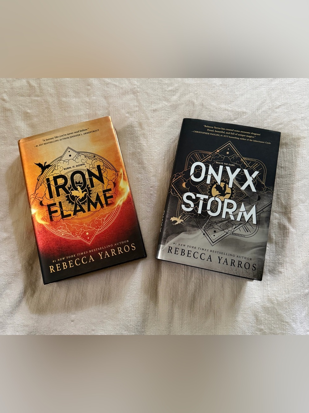 Rebecca Yarros Iron & Onyx Hardback Set - Orange & Black Covers